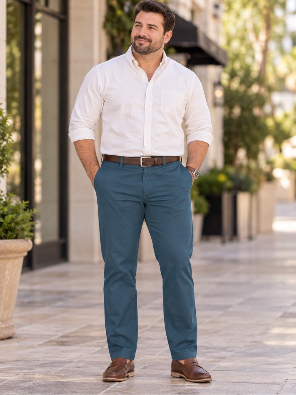 TRUE CLASSIC Centurion Straight Twill Chino Pants Men’s 38x32 Teal Blue